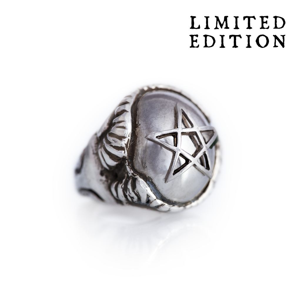 All-Silver Devil Heart Ring