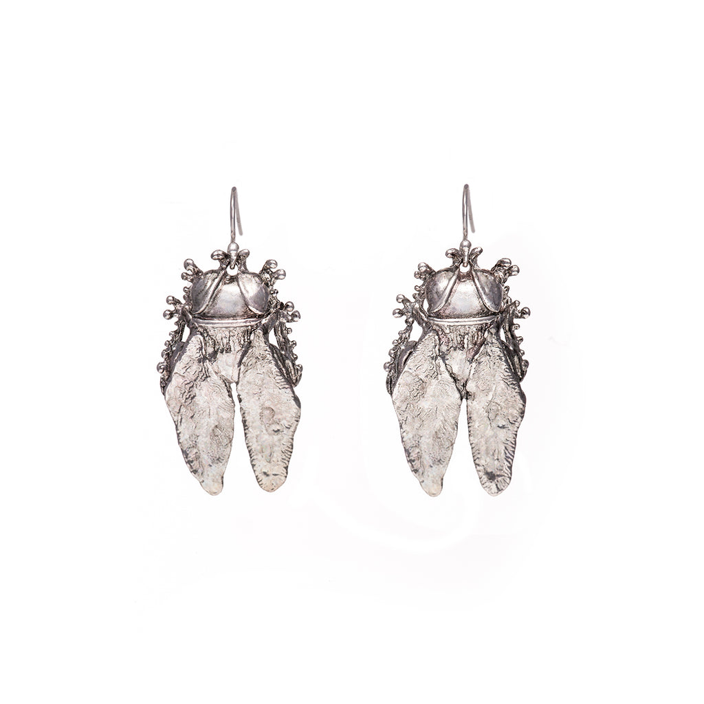 Silver-Plated Horsefly Earrings