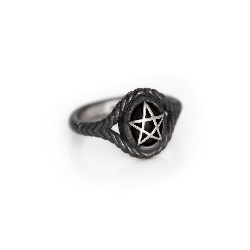 Shadow Black Onyx Pagan Priestess Ring