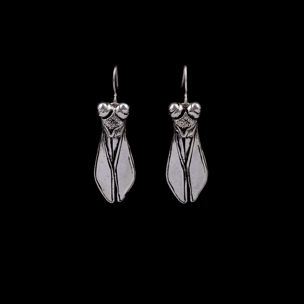 Silver Cicada Earrings
