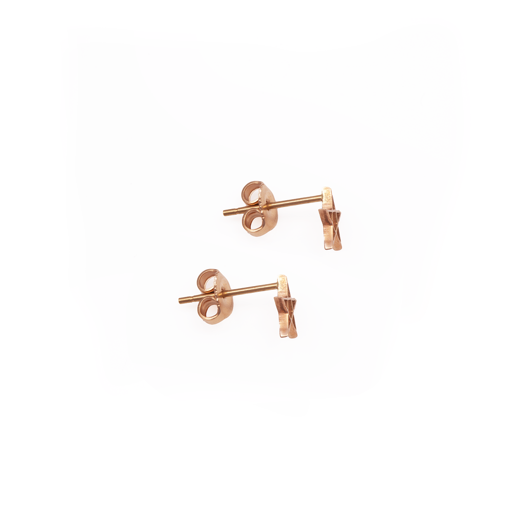 18K Rose Gold Pentagram Stud Earrings