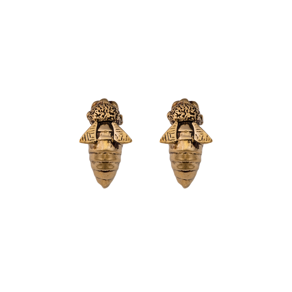 10K Yellow Gold Medium Bee Earrings
