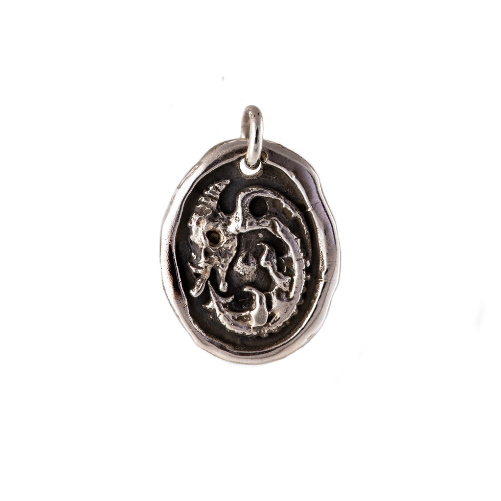 Silver Baby Fossil Dragon Pendant