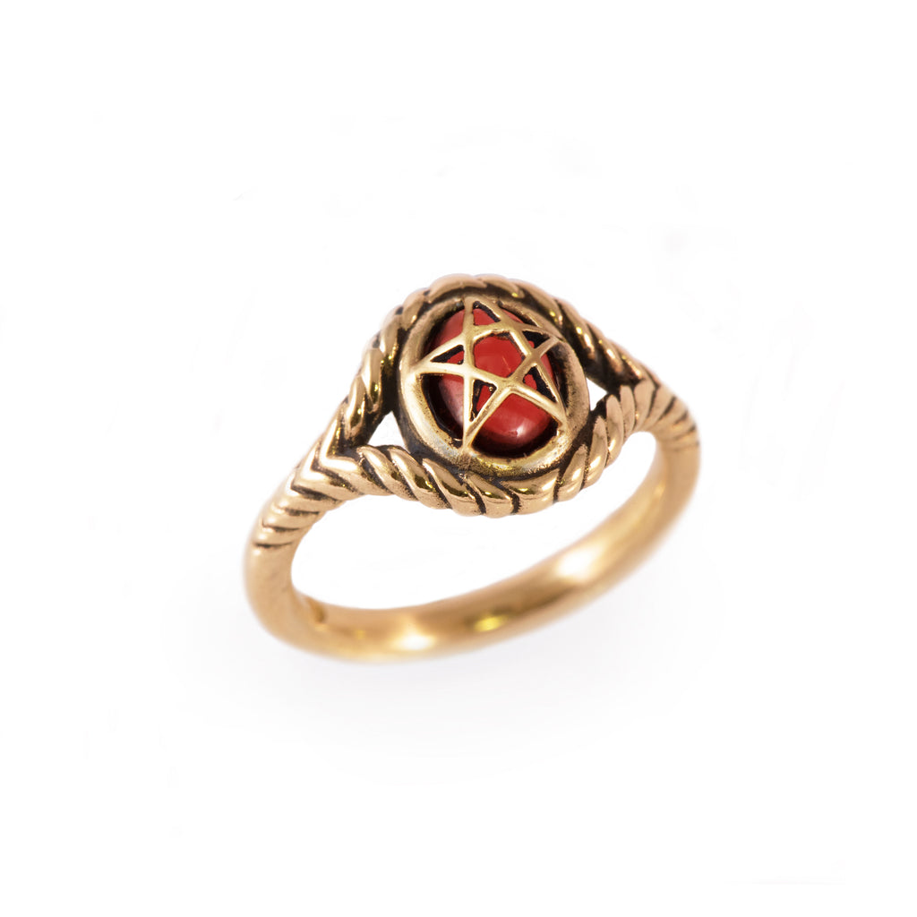 Garnet 10K Yellow Gold Pagan Priestess Ring