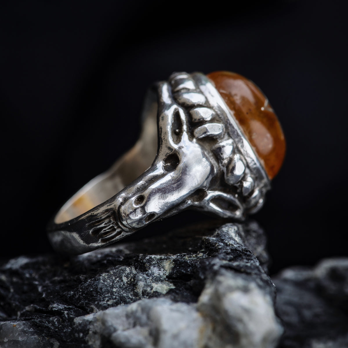 Amber Baby Angel Heart Ring