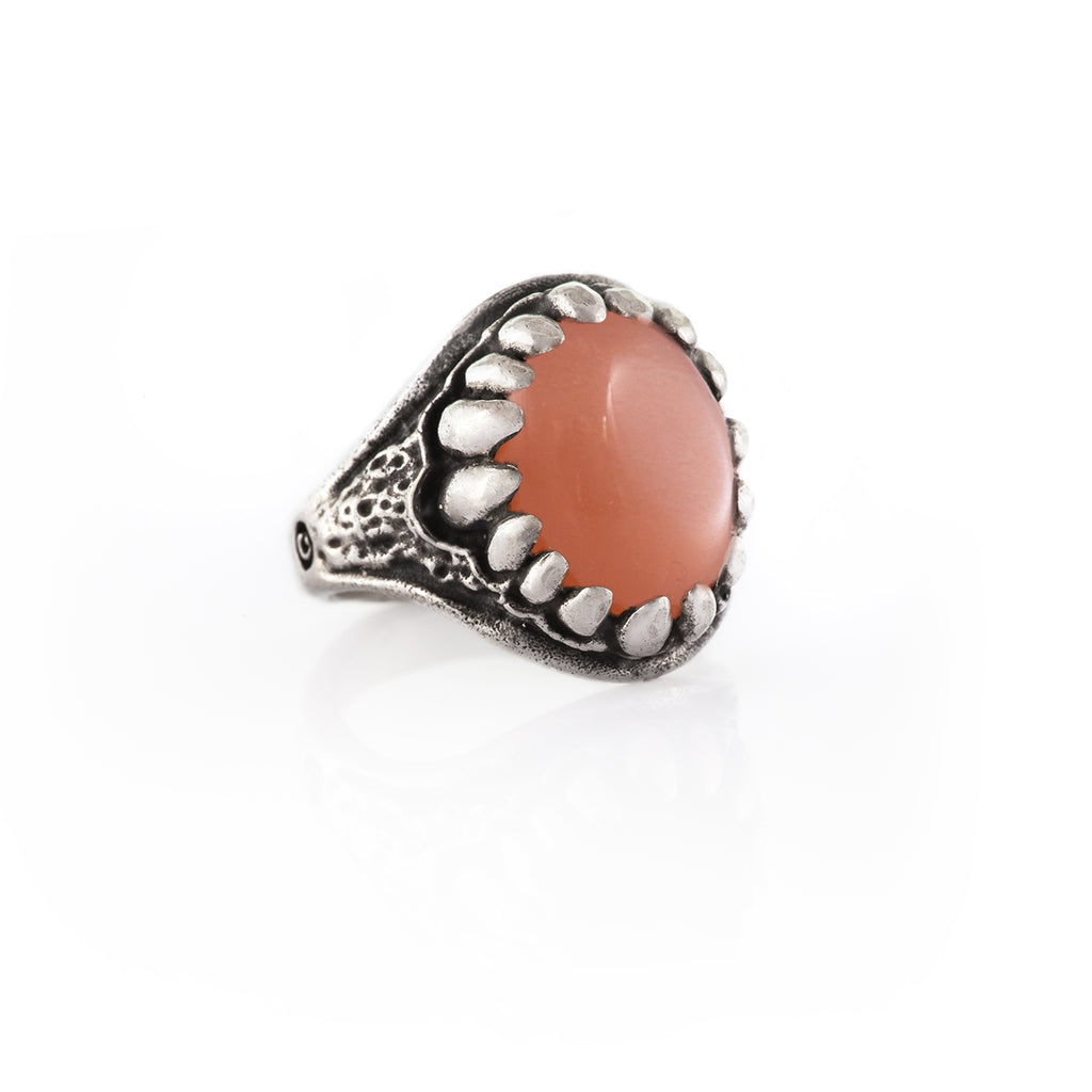 Limited Edition Peach Moonstone Baby Dragon Tooth Ring