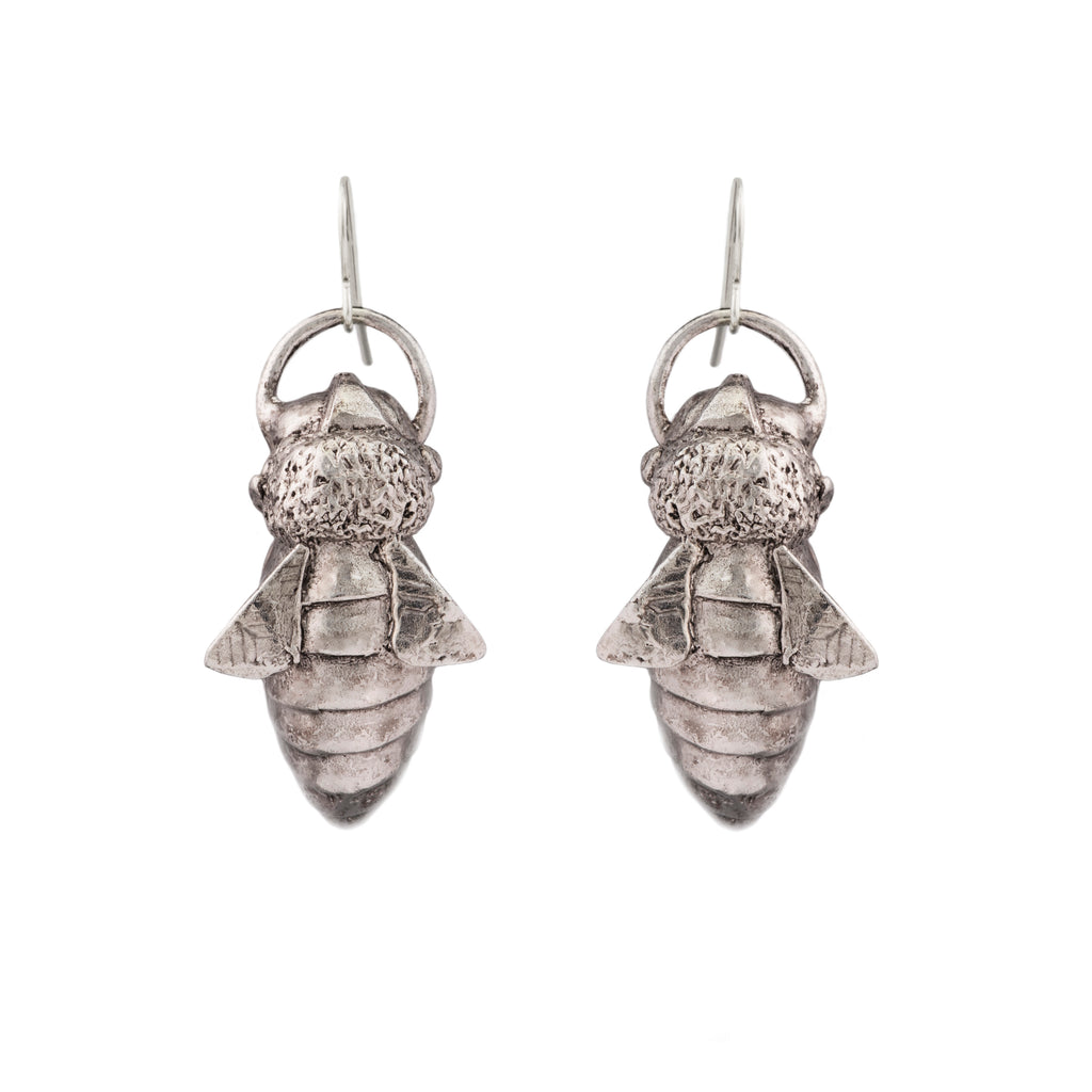Silver-Plated Bumble Bee Earrings