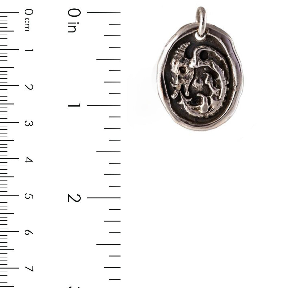Silver Baby Fossil Dragon Pendant