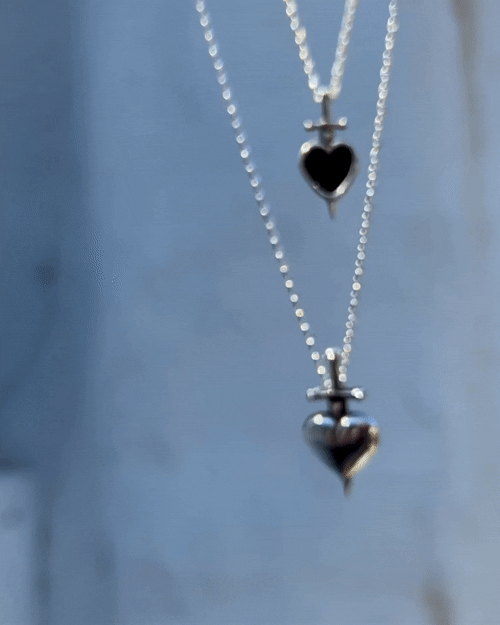 Black Onyx Sword-Pierced Heart Necklace | Alex Streeter Black Onyx Sword-Pierced Heart Necklace | Alex Streeter