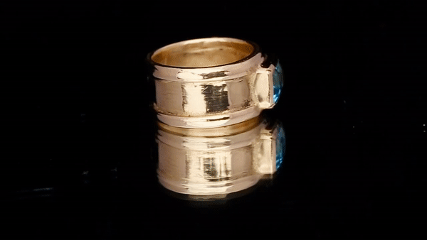 14K Emerald-Cut Topaz Antique Band Ring