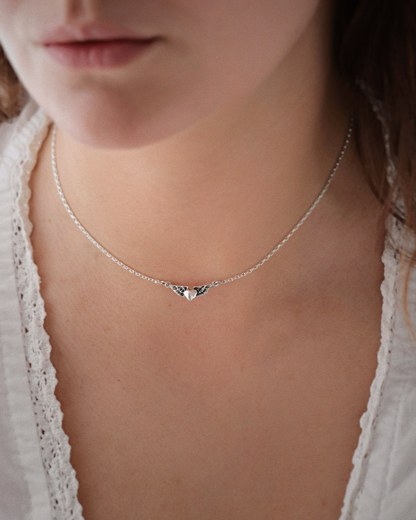 Tiny Flying Heart Necklace