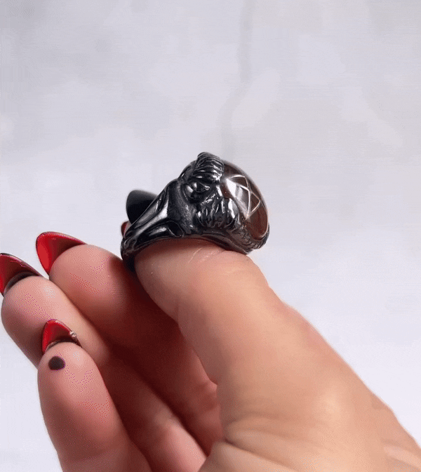 Shadow Garnet Baby Gargoyle Ring