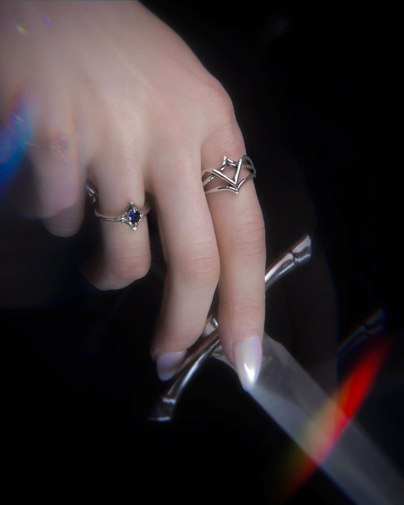 10K Gold Blue Sapphire Pixie Ring
