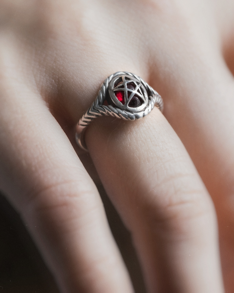 Jade Silver Pagan Priestess Ring