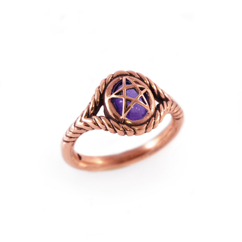 Amethyst 10K Rose Gold Pagan Priestess Ring | Alex Streeter