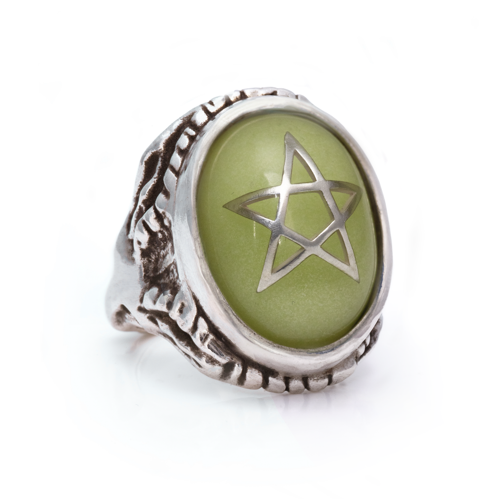 Faelight Glow Calcite Angel Heart Ring