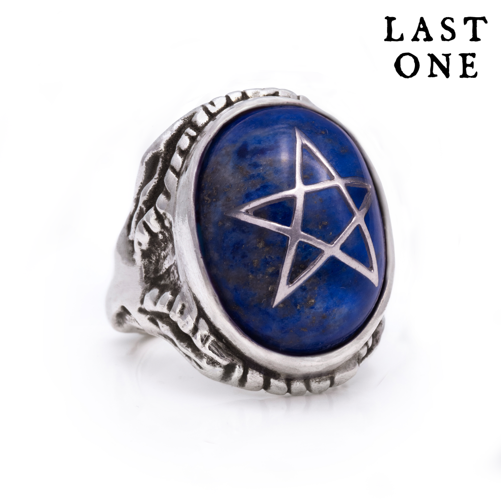 Deep Sea Blue Lapis Lazuli Angel Heart Ring