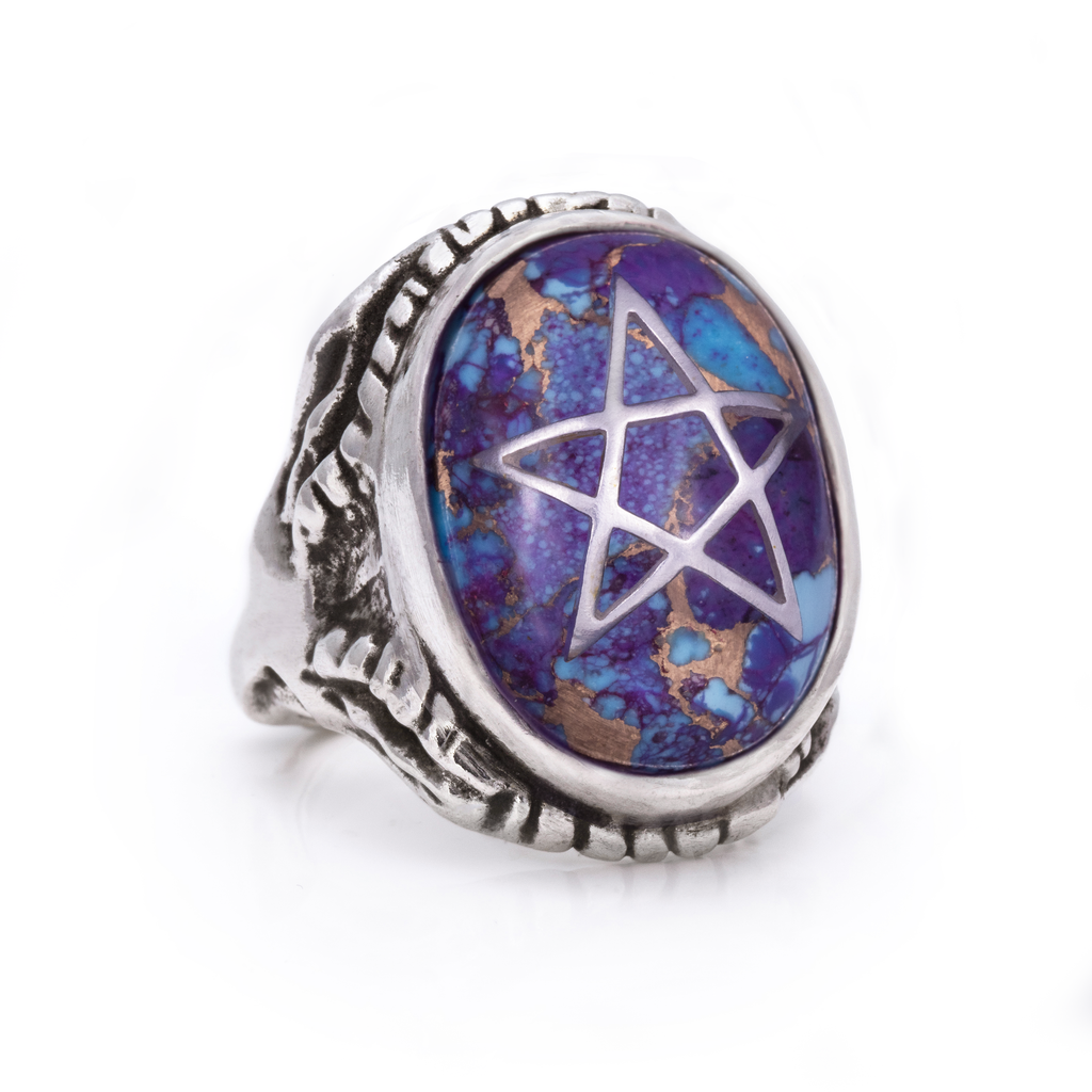 Nebula Storm Purple Copper Turquoise Angel Heart Ring