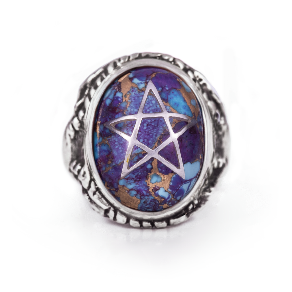 Nebula Storm Purple Copper Turquoise Angel Heart Ring