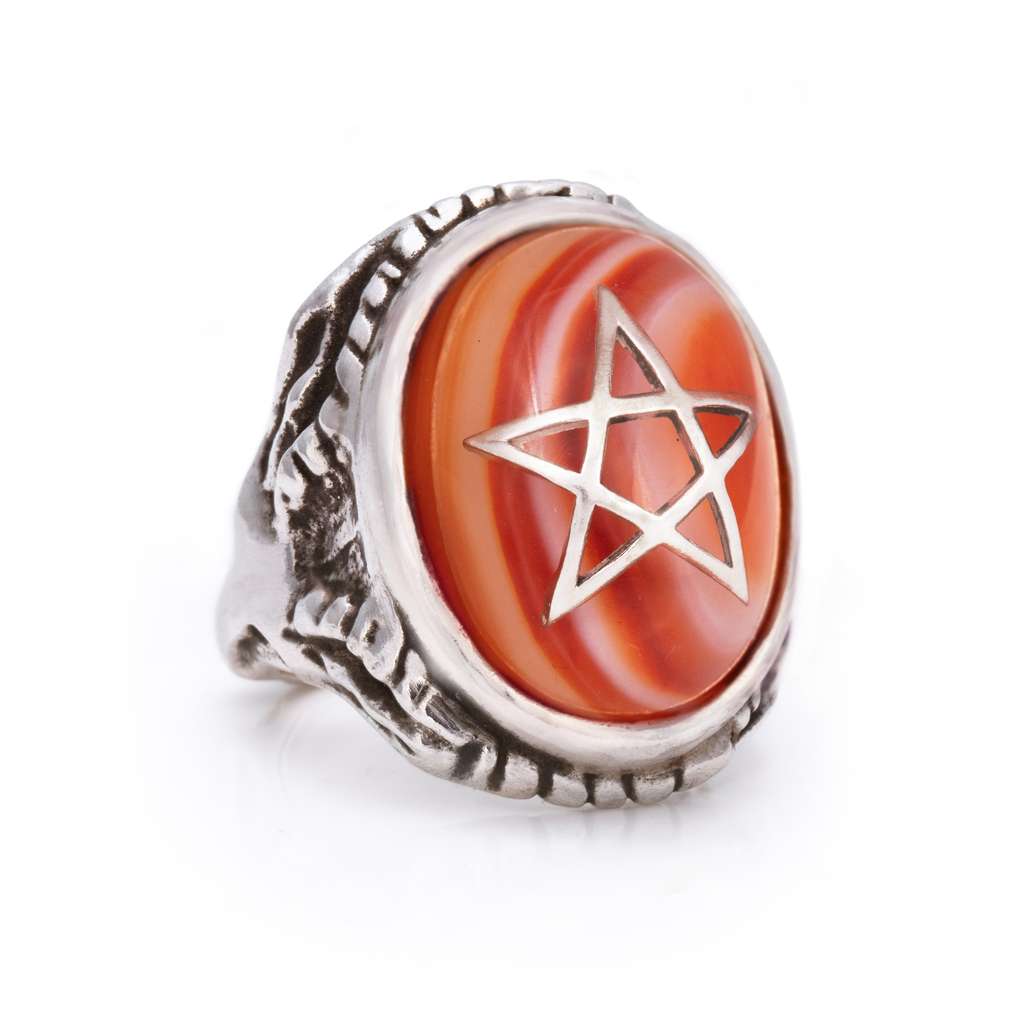 Dancing Flames Banded Onyx Angel Heart Ring