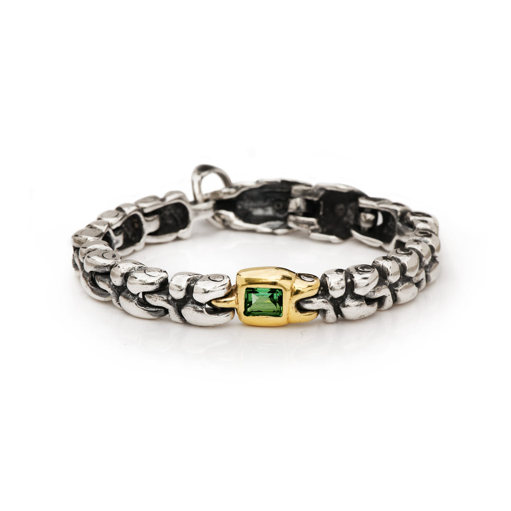 14K Gold Emerald Reptile Link Bracelet