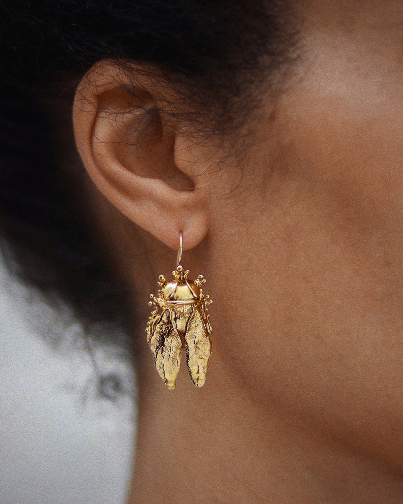 Gold-Plated Horsefly Earrings