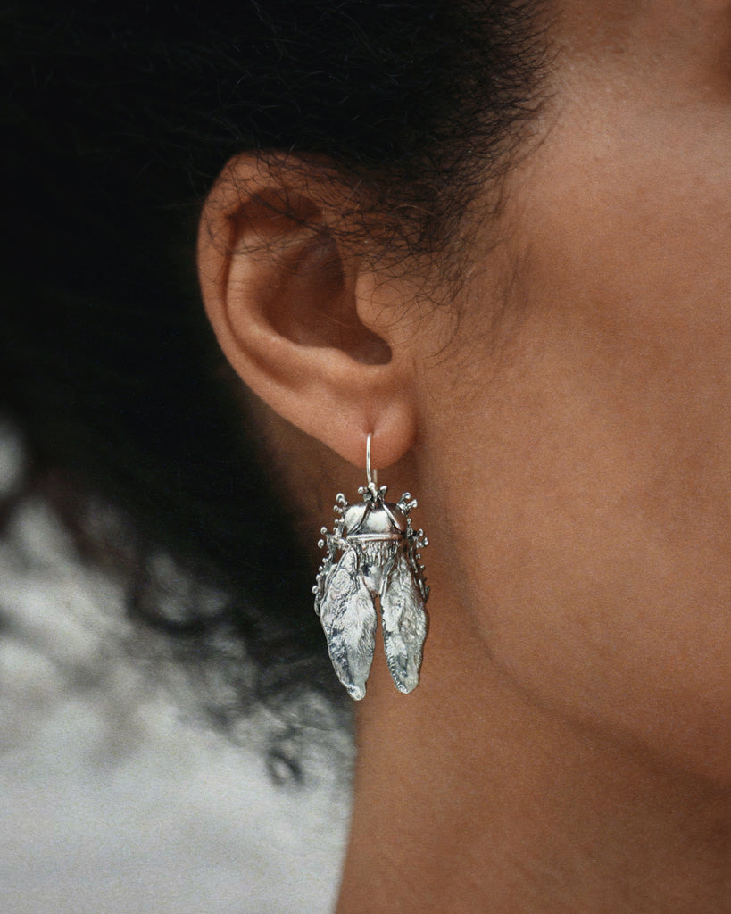 Silver-Plated Horsefly Earrings