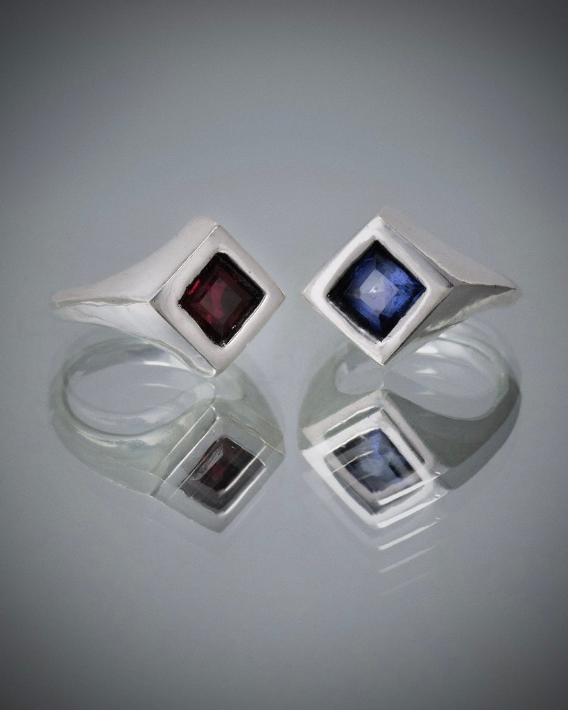 Sapphire Shield Signet Ring