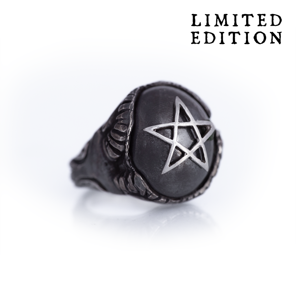 Shadow All-Silver Devil Heart Ring