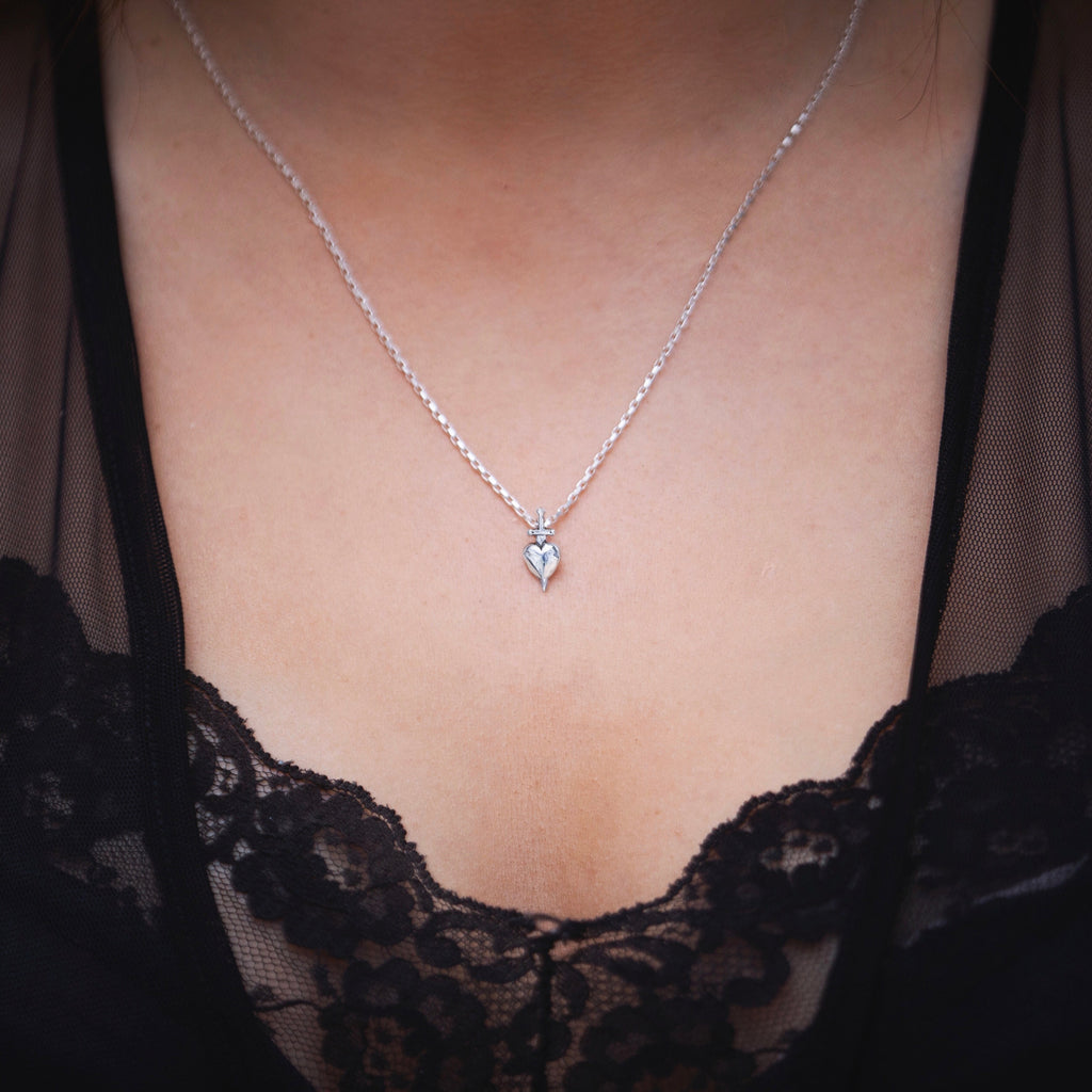 Little Sword-Pierced Heart Charm Necklace