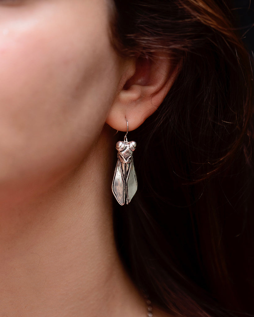 Silver Cicada Earrings