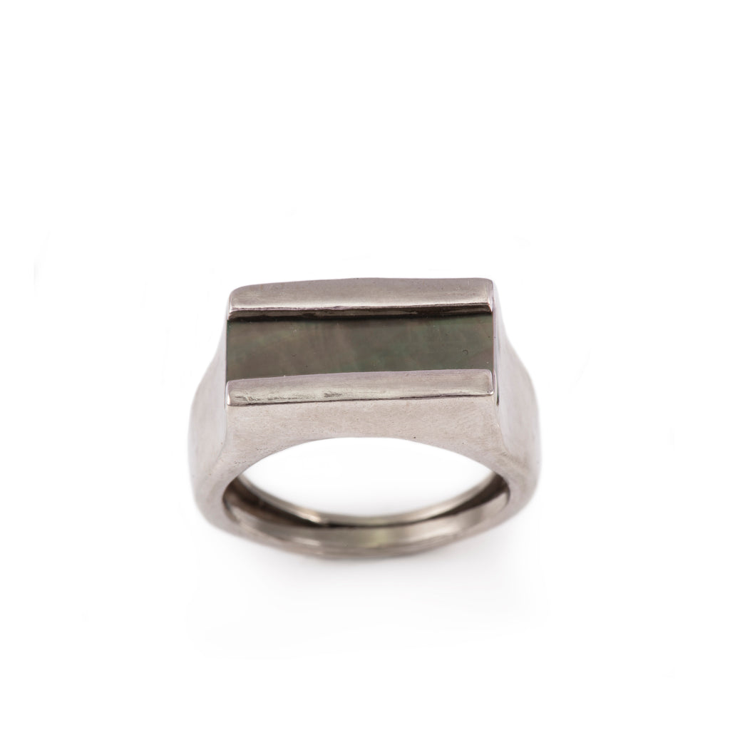 Black Mother of Pearl Inlay Ring