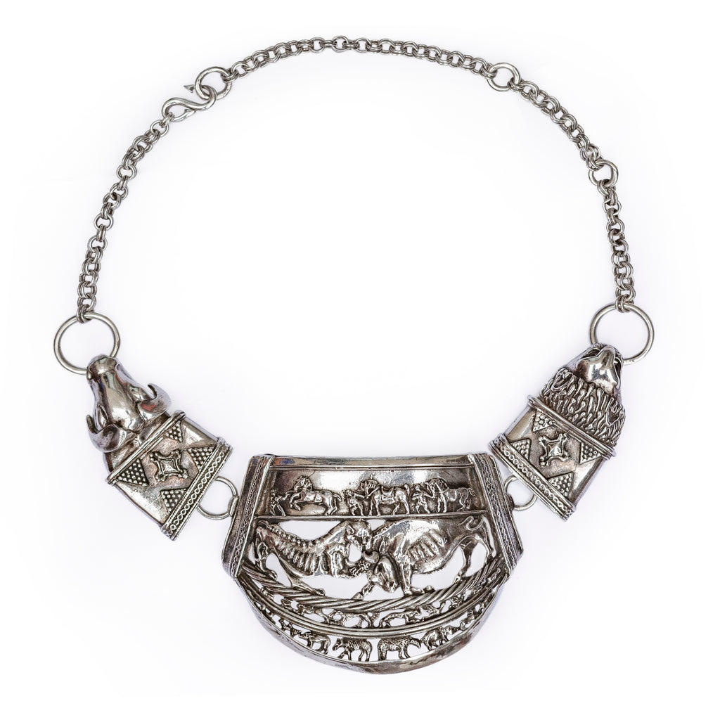 Silver Bull & Lion Necklace