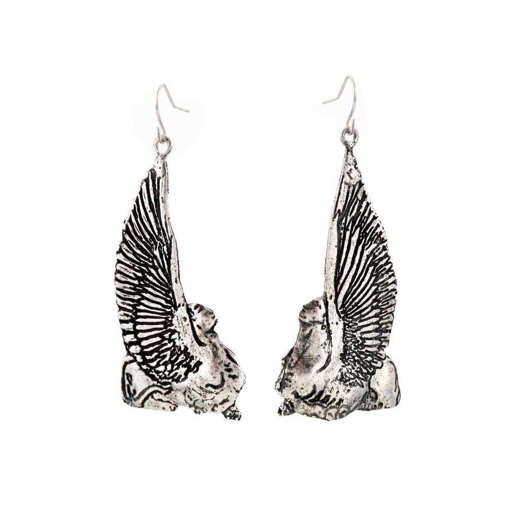 Silver-Plated Sphinx Earrings