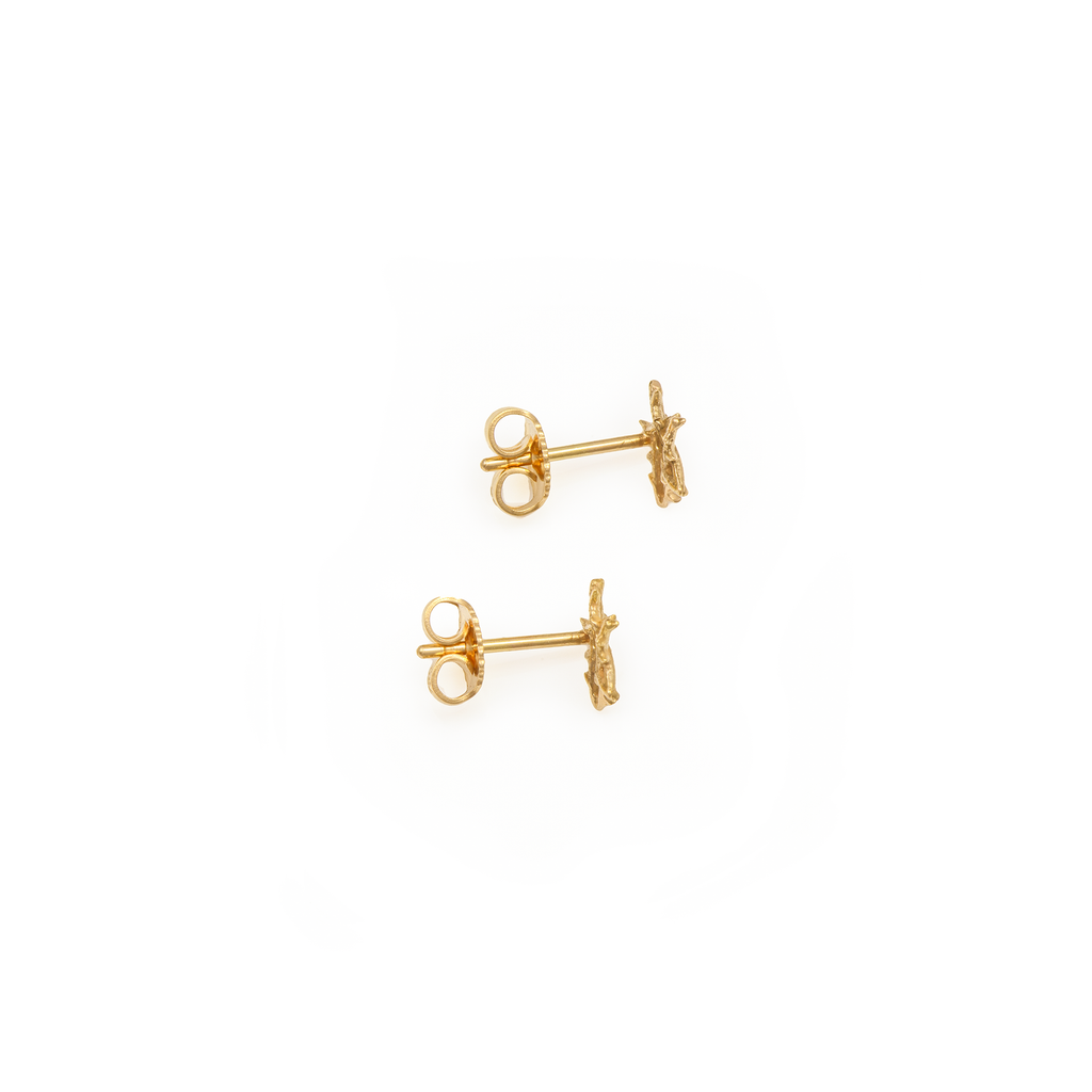 18K Yellow Gold Thorn Star Stud Earrings