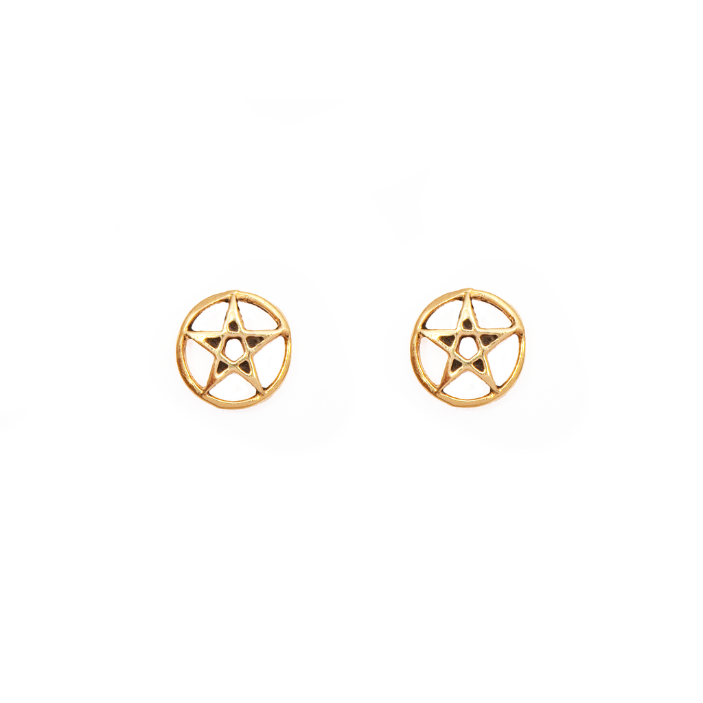 18k Yellow Gold Navigator Star Stud Earrings