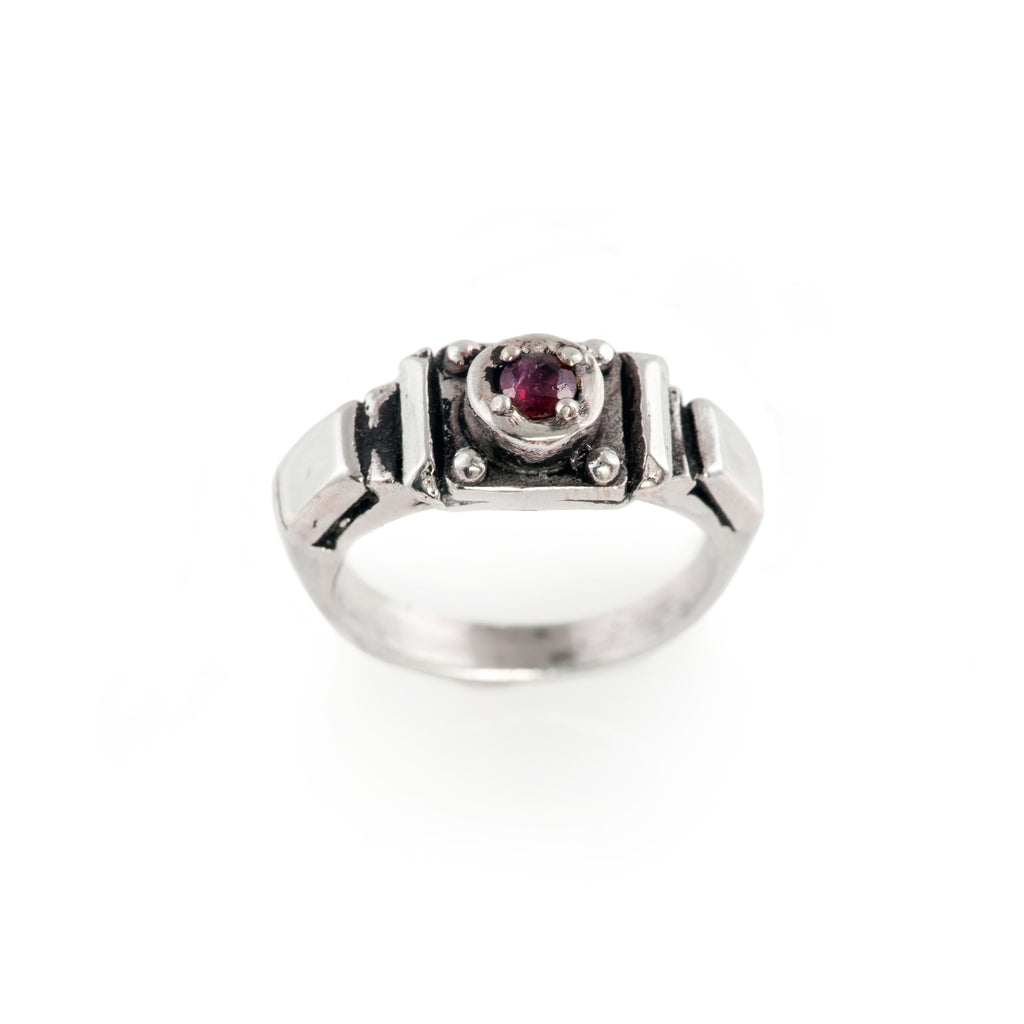 Ruby Art Deco Band Ring