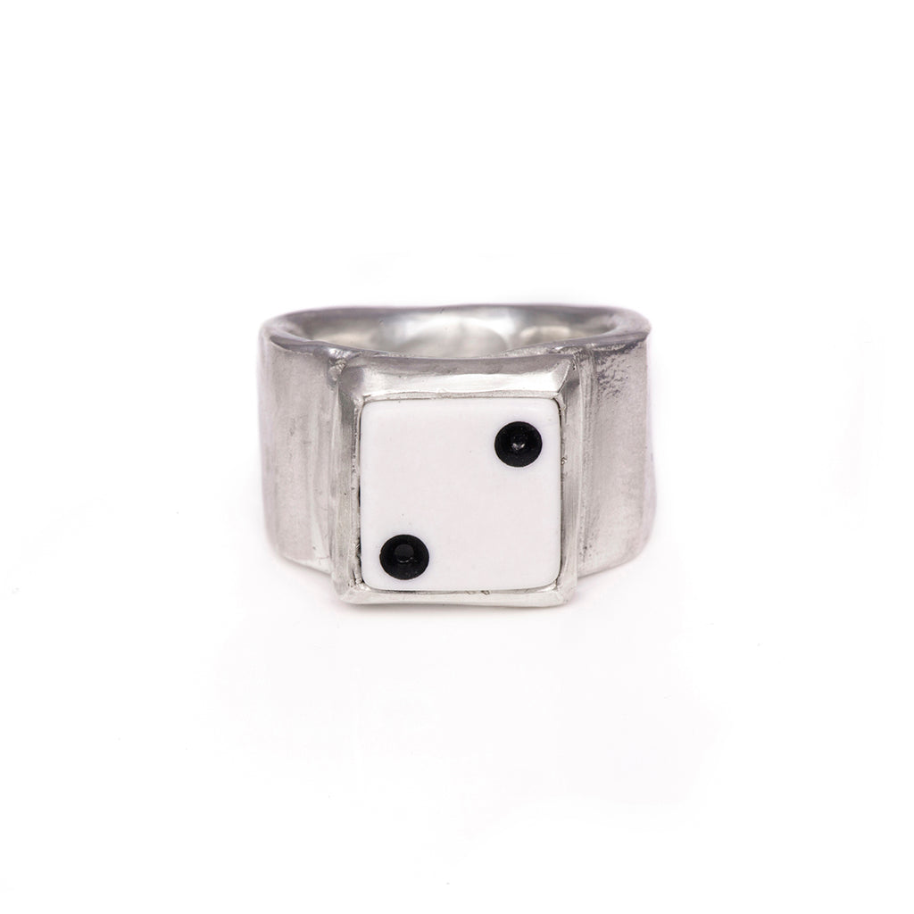White Lucky Dice Ring