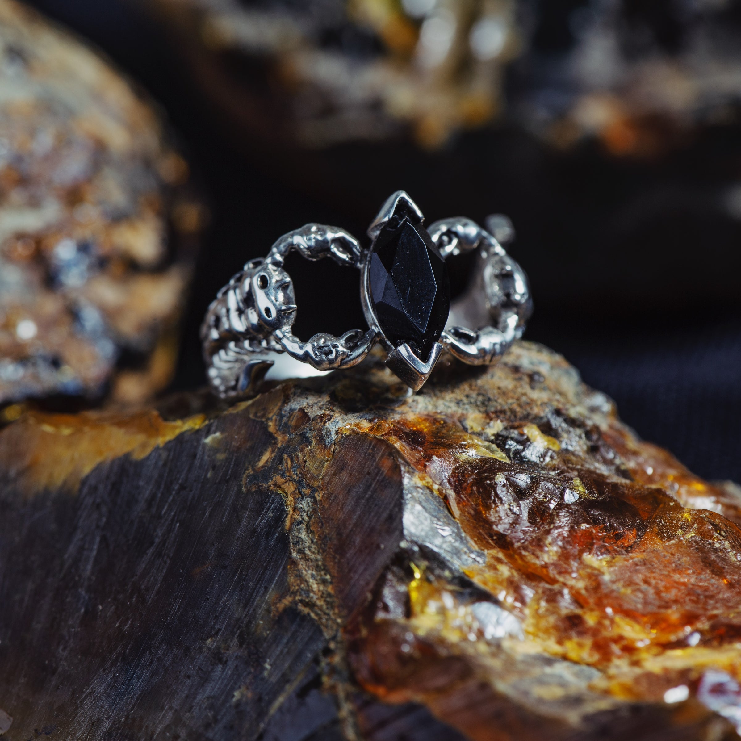 Black Onyx Marquise Scorpion Ring Alex Streeter