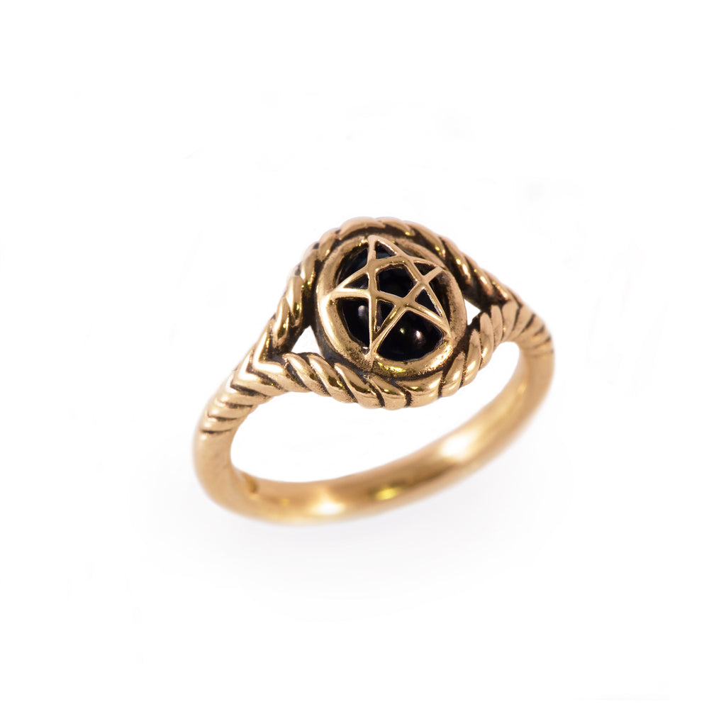 Black Onyx 10K Yellow Gold Pagan Priestess Ring