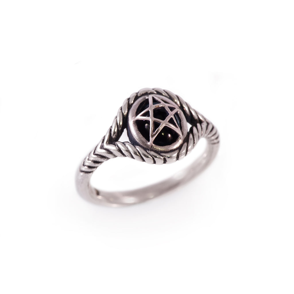 Black Onyx Silver Pagan Priestess Ring