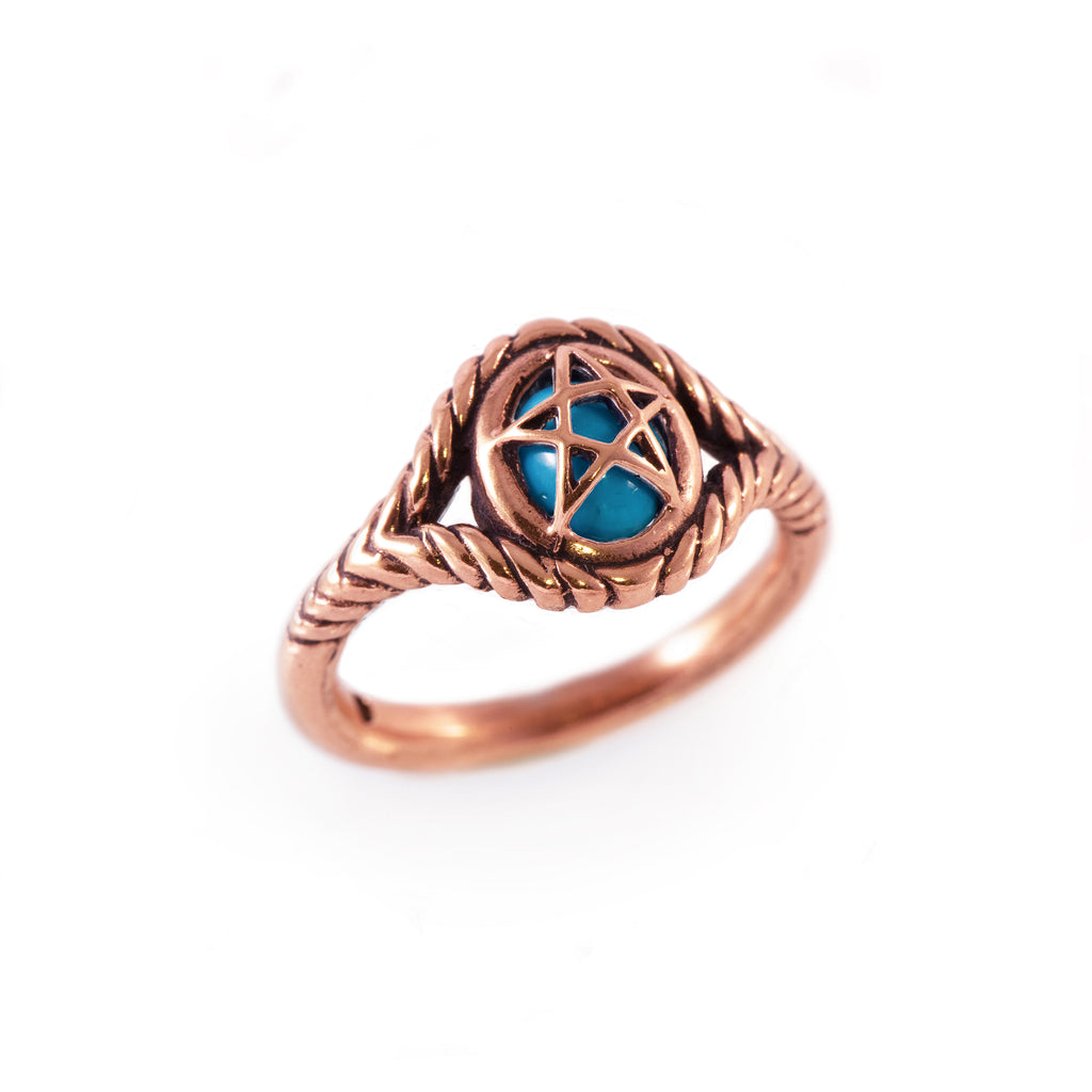 Turquoise 10K Rose Gold Pagan Priestess Ring