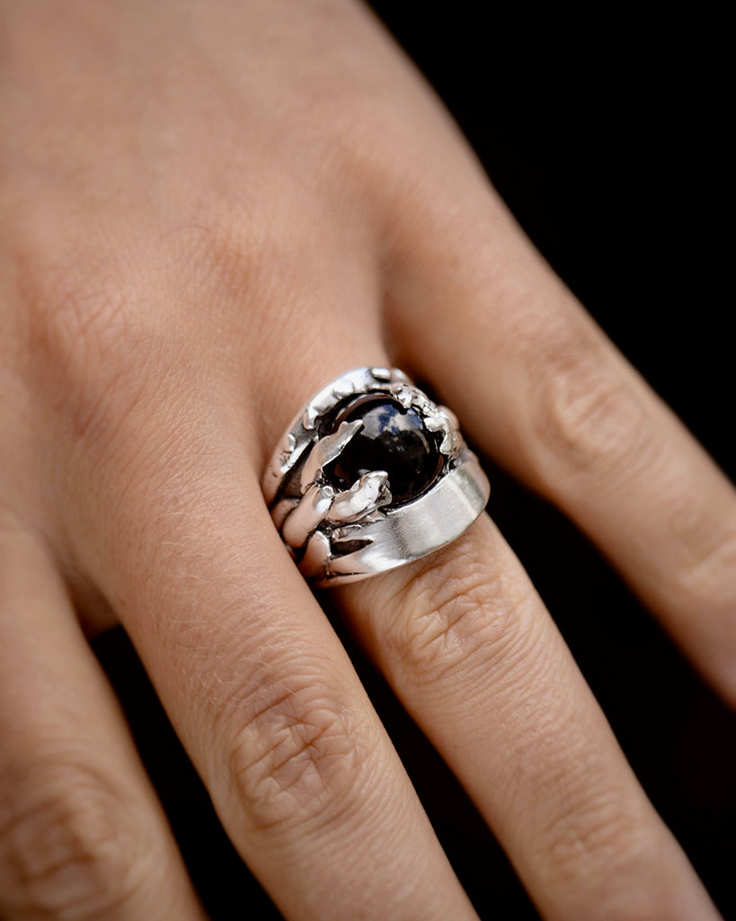 Fashion Frill Stylish Silver Black Rotating Chain Ring For Men/Boys Mens  Jewellery Trendy Ring