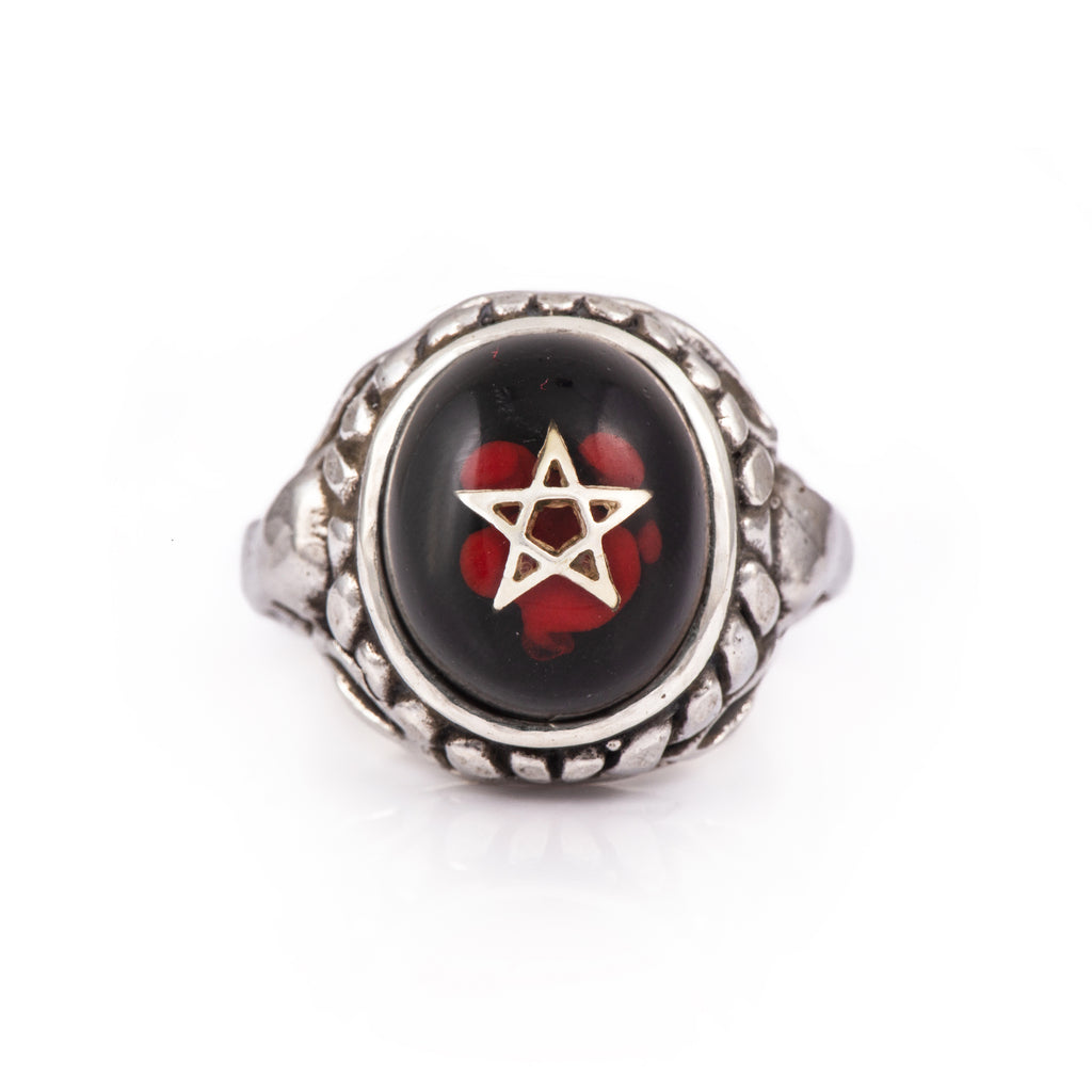 Black with Blood Drops Baby Angel Heart Ring