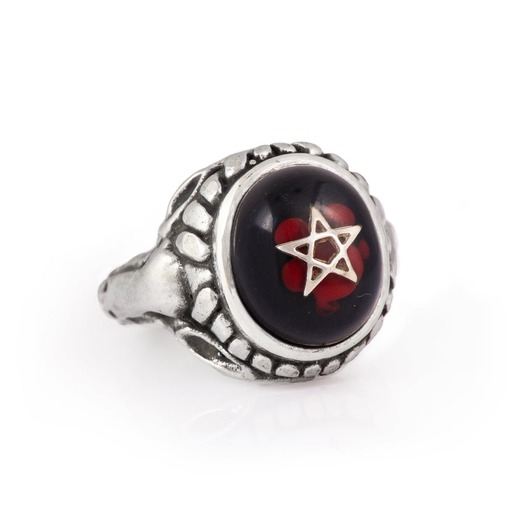 Black with Blood Drops Baby Angel Heart Ring