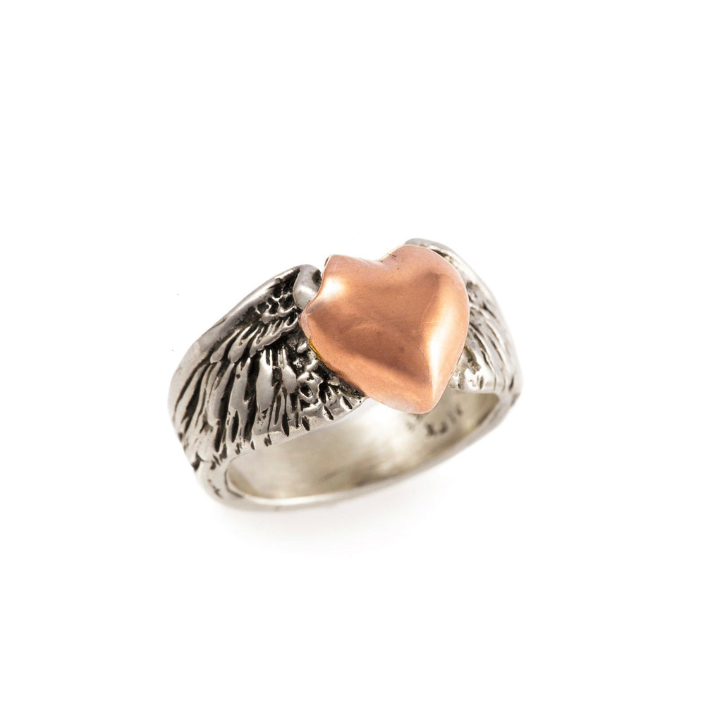 14k Rose Gold Flying Heart Ring