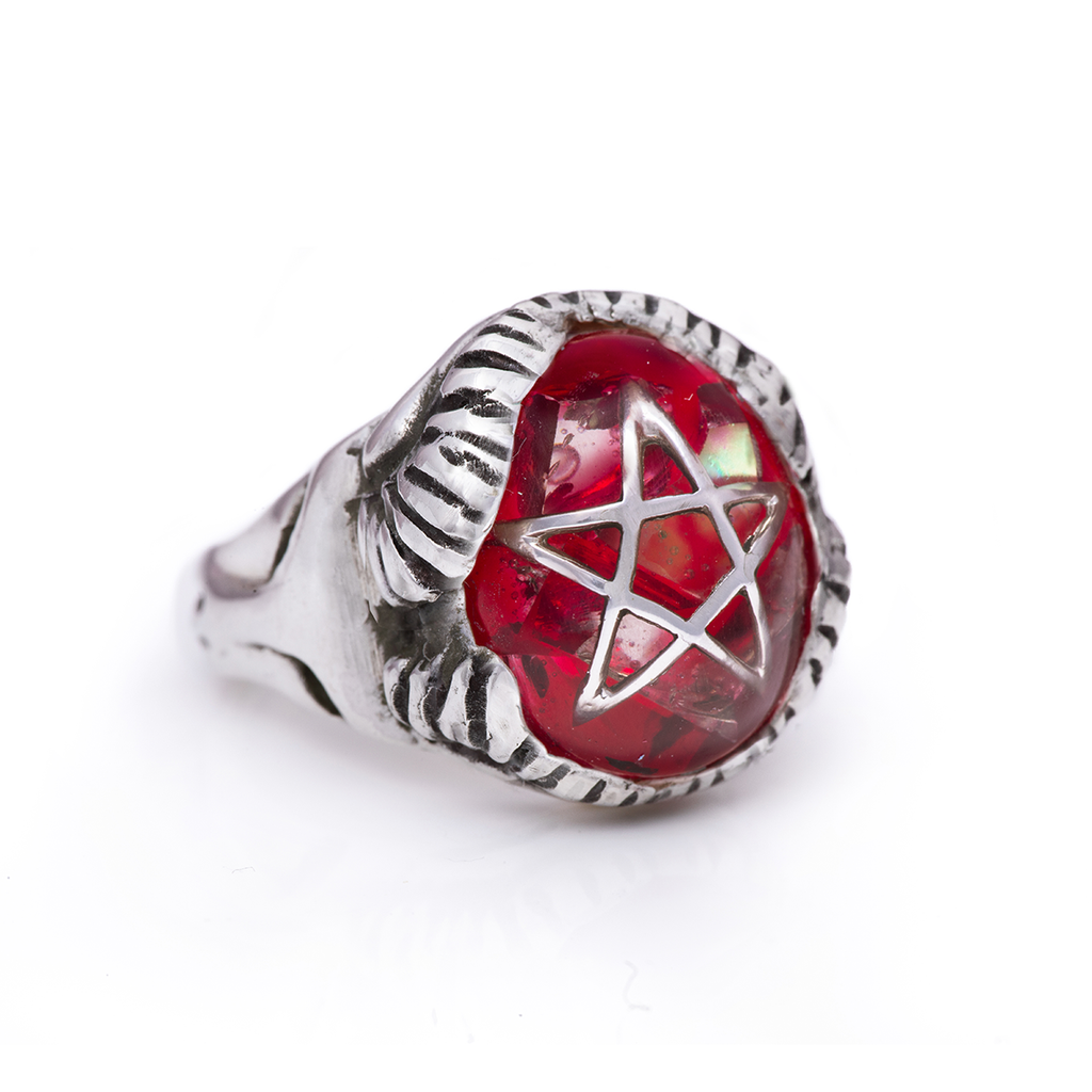 Cracked Red Devil Heart Ring