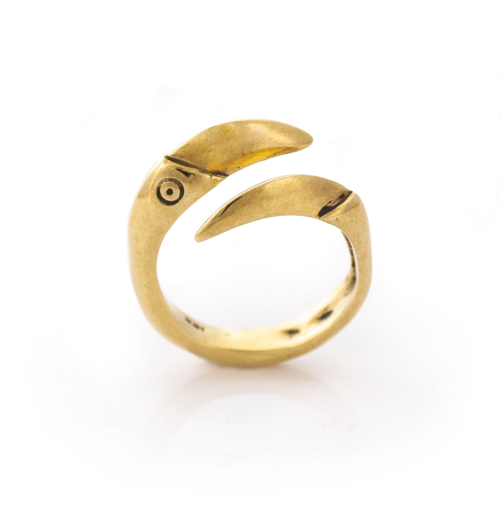 Size 9 10K Yellow Gold Dragon Claw Ring