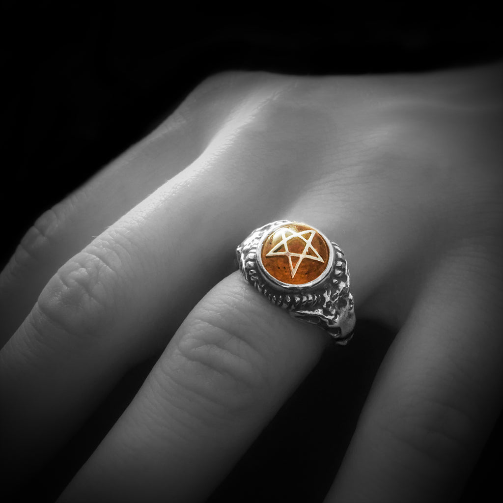Amber Baby Devil Heart Ring