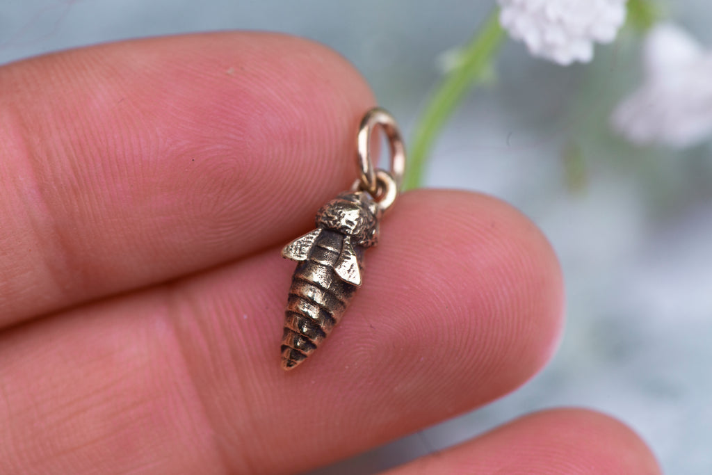 10K Gold Tiny Bee Charm